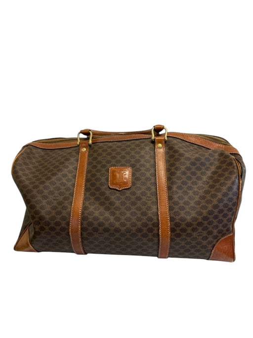 Labels Resale Boutique vintage Celine monogram coated canvas duffle weekender bag in brown and dark brown