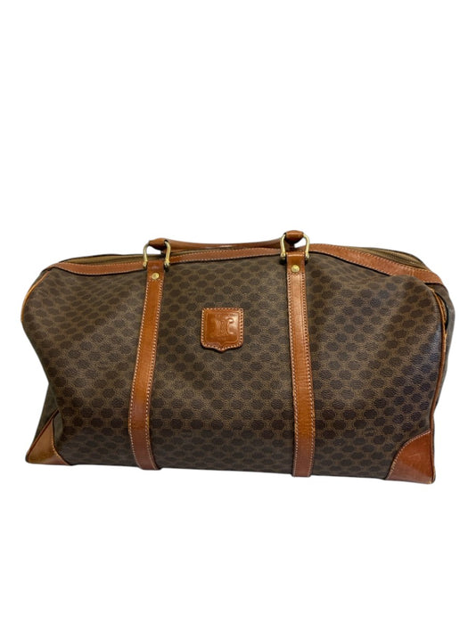Labels Resale Boutique vintage Celine monogram coated canvas duffle weekender bag in brown and dark brown