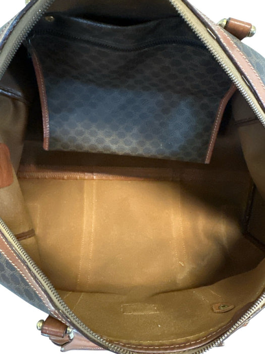 Labels Resale Boutique vintage Celine monogram coated canvas duffle weekender bag interior view with zip top