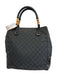 Labels Resale Boutique Gucci black Guccissima canvas and leather handbag with signature bamboo top handles