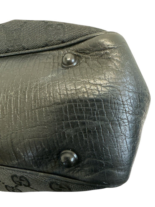 Labels Resale Boutique Gucci black Guccissima canvas and leather bag base with protective metal feet