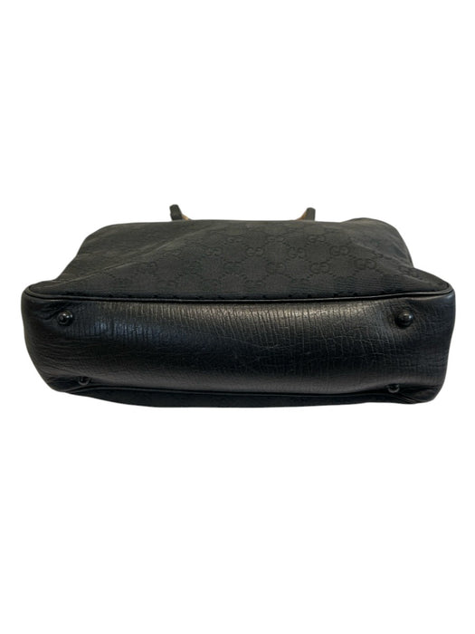 Labels Resale Boutique Gucci black Guccissima canvas and leather bag with bamboo detail and protective base studs