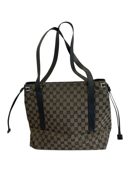Labels Resale Boutique vintage Gucci Guccissima canvas and leather shoulder tote bag in dark brown and black