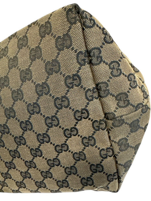 Labels Resale Boutique vintage Gucci Guccissima canvas shoulder bag in dark brown and black with signature monogram