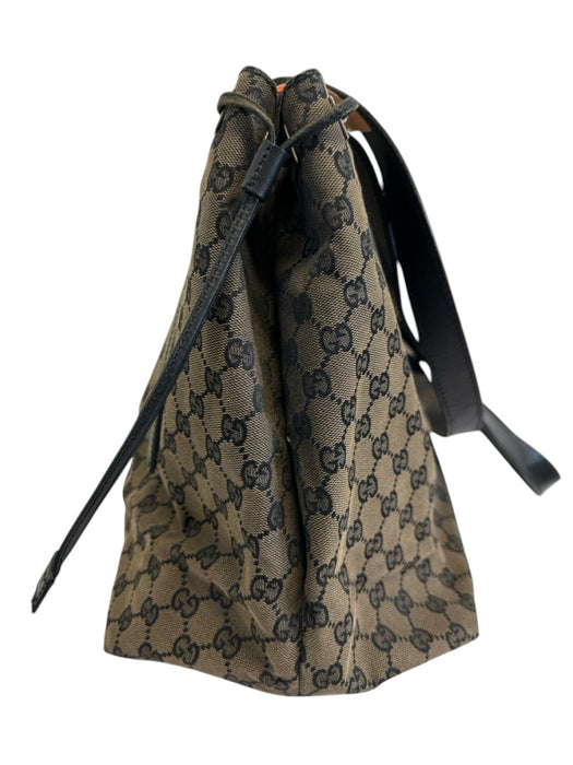 Labels Resale Boutique vintage Gucci Guccissima canvas and leather shoulder tote bag in dark brown and black