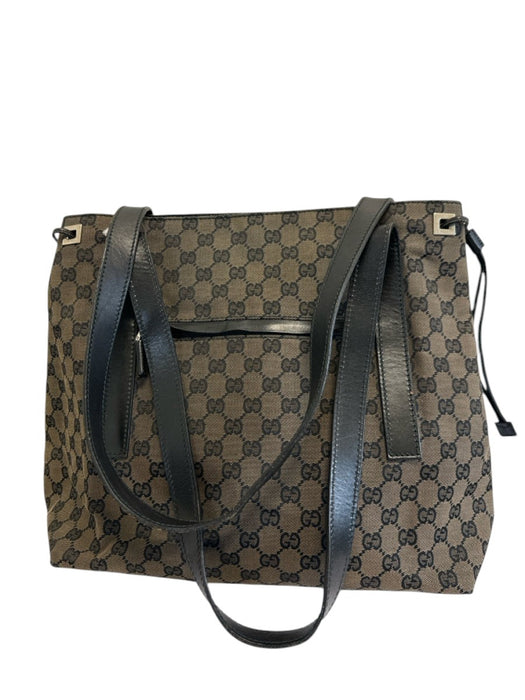 Labels Resale Boutique vintage Gucci Guccissima canvas and leather shoulder tote bag in dark brown and black