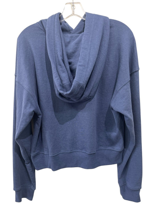 Labels Resale Boutique Soulcycle navy cotton blend long sleeve hooded jacket, back view