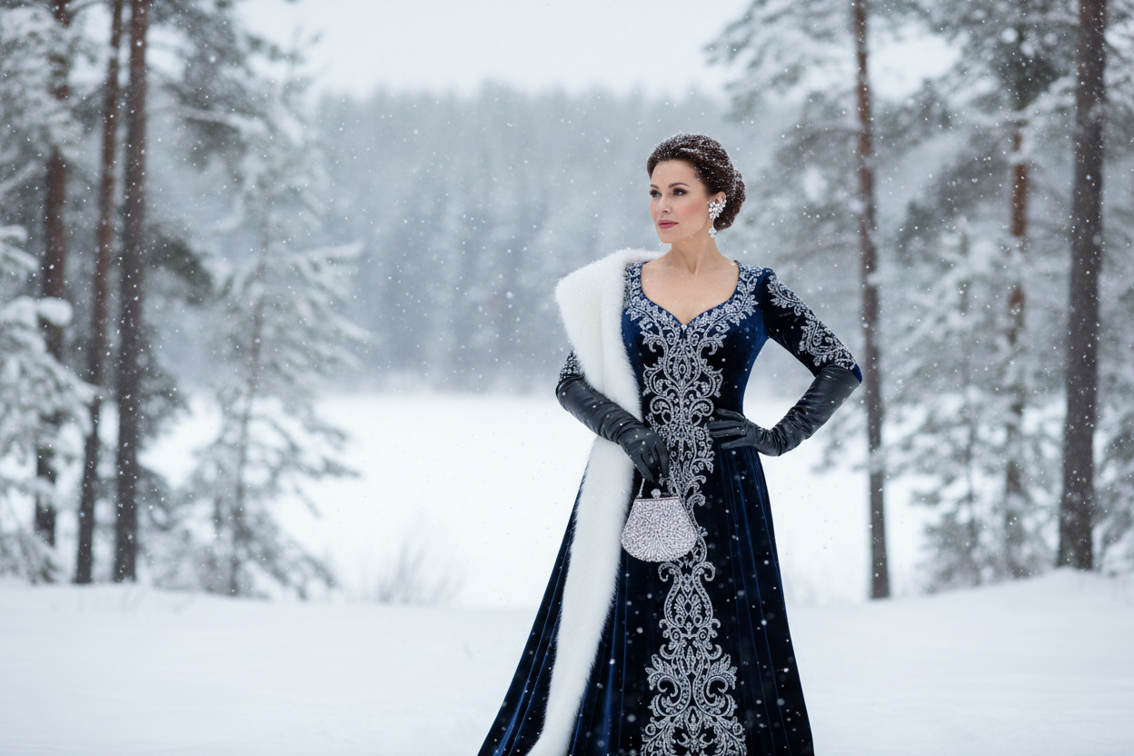wearing a dress in snow