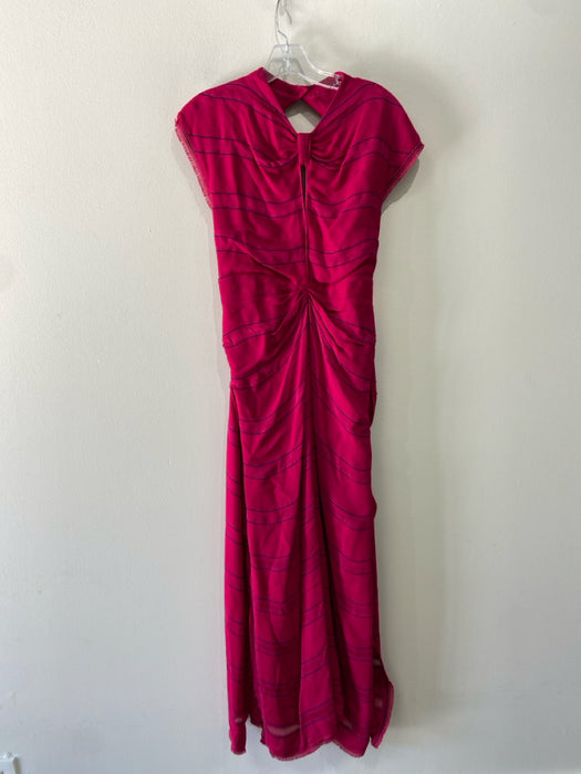 Proenza Schouler Size 6 Pink Viscose Blend Round Neck Cap Sleeve Midi Dress