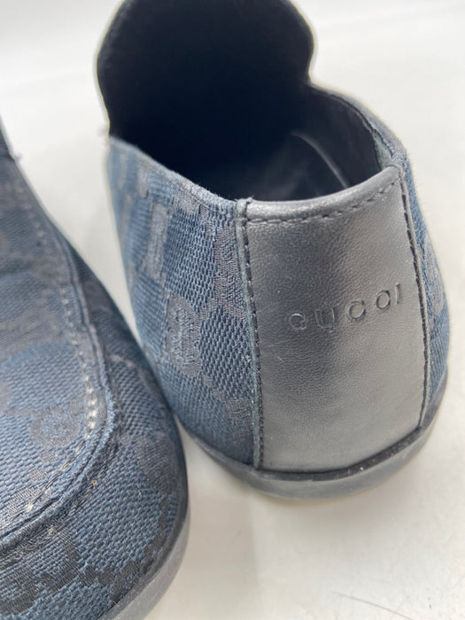 Gucci Shoe Size 8 Black Canvas Guccisima Rubber Sole Loafers