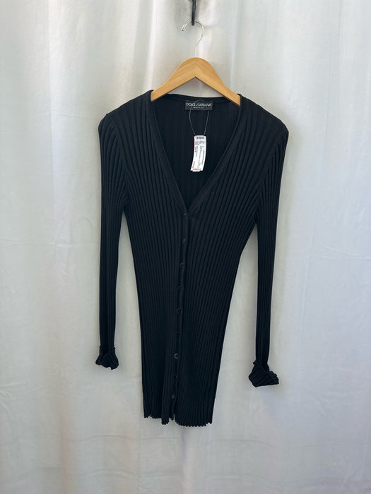 Dolce & Gabbana Size Est S Black Ribbed Buttons Cardigan Sweater