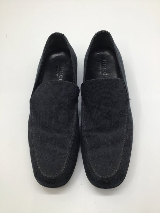 Gucci Shoe Size 8 Black Canvas Guccisima Rubber Sole Loafers