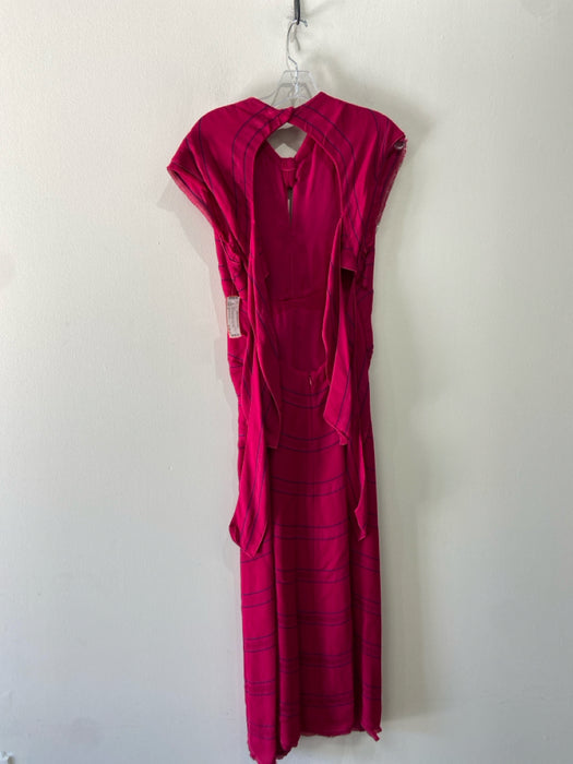 Proenza Schouler Size 6 Pink Viscose Blend Round Neck Cap Sleeve Midi Dress