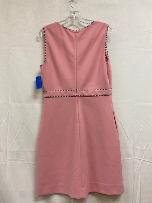 Diane Von Furstenberg Size 8 Pink, Black & White Polyester V Neck Stripe Dress