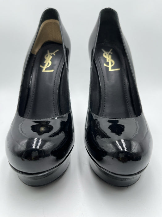 Yves Saint Laurent Shoe Size 39 Black Patent Leather Platform Almond Toe Pumps